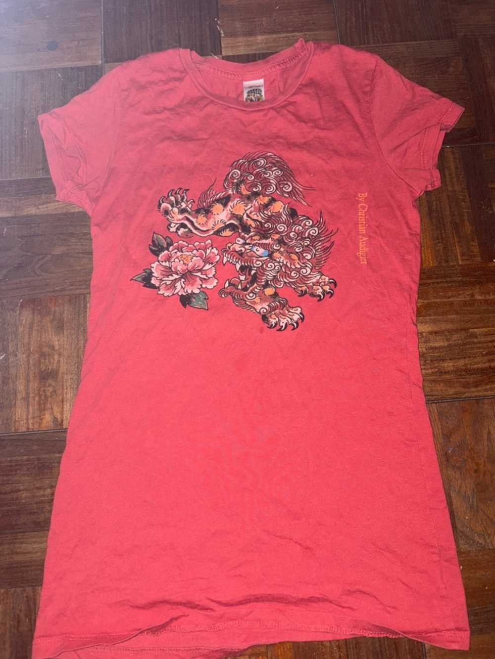 Ed Hardy Tee with Floral Lion Motif